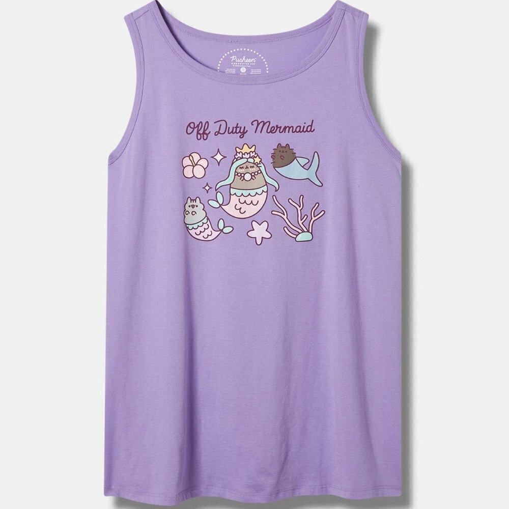 Torrid - Pusheen Classic Fit Crew Tank in Mermaid Purple​​​​​​​​